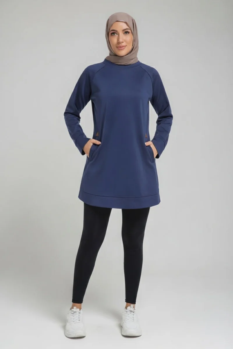 Farah Modest Activewear Long Sleeve Sweatshirt with Pockets