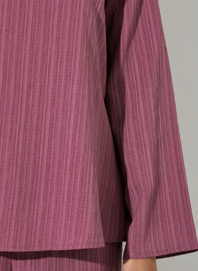 Burgundy Textured Long Top and Wide-Leg Trousers Modest Set – image 5