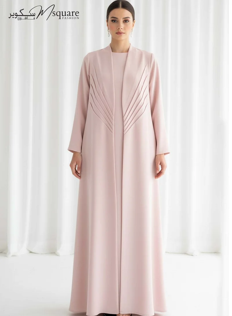 The Sunburst Pink Pleat Abaya