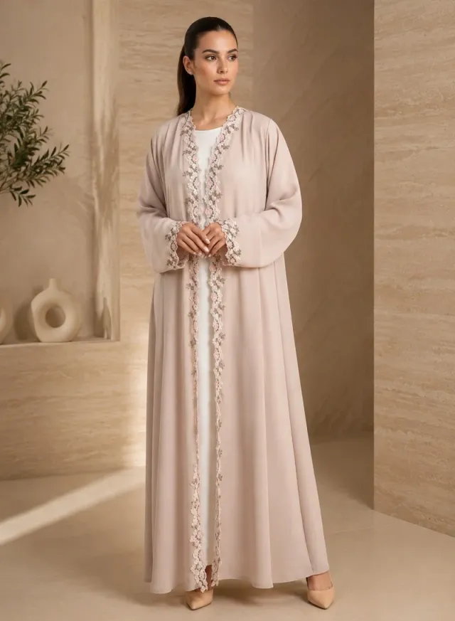 Nikias Nida abaya with lace on front and sleves
