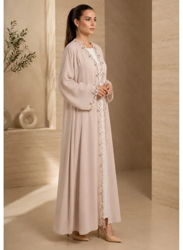 Nikias Nida abaya with lace on front and sleves – image 2