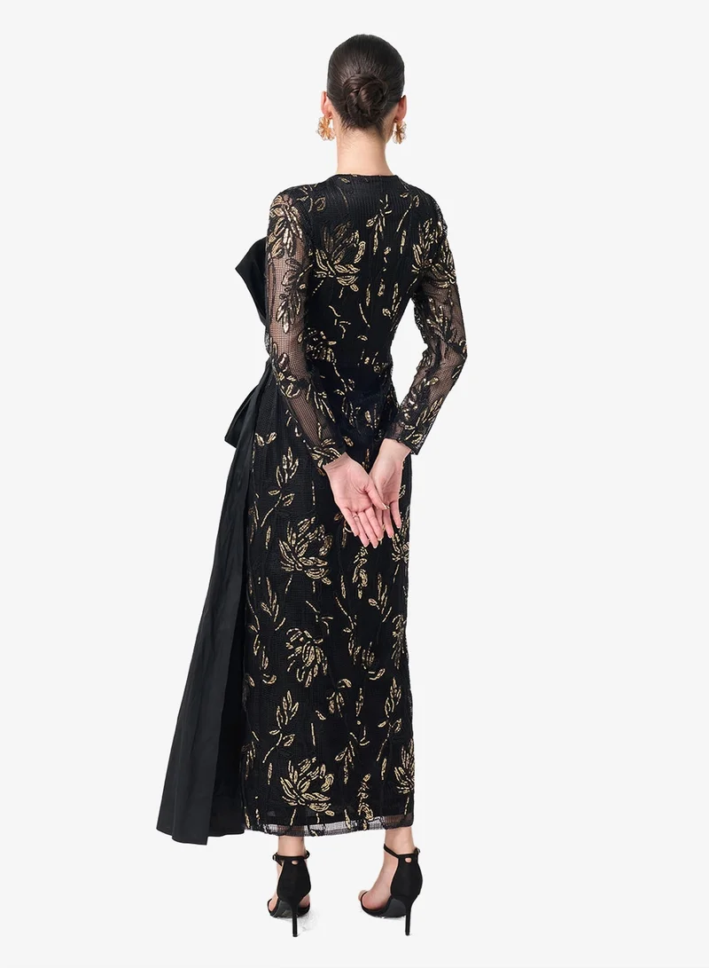 V-Neck Bow Detail Maxi Dress