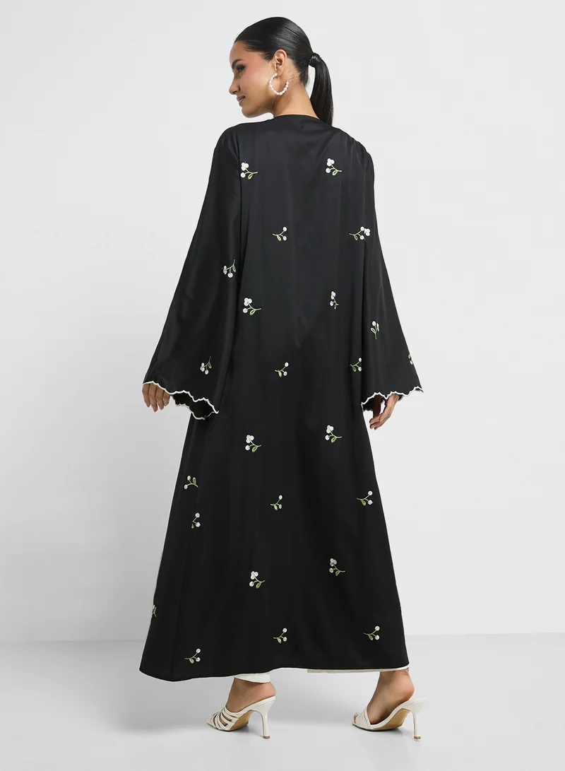 Abaya With Floral Motif