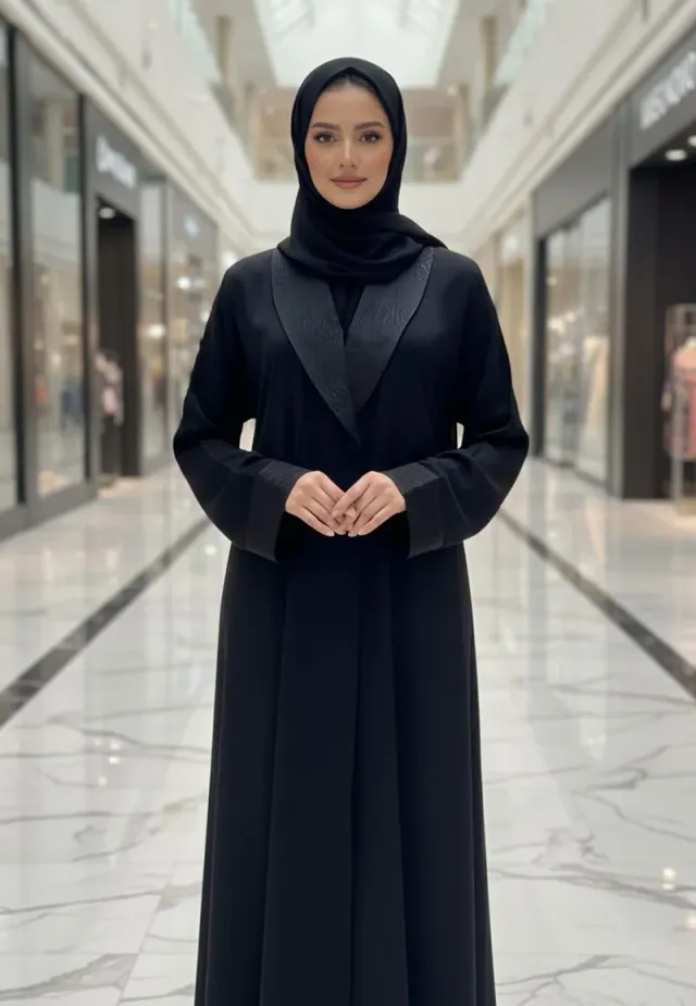 عباية توكسيدو بتفاصيل ساتان متباينة – صورة 3