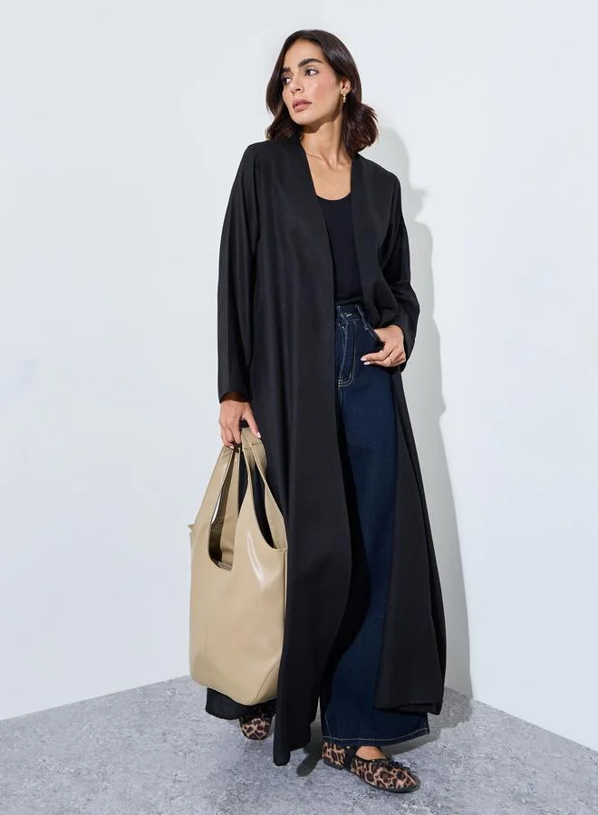 Coffee Brown Front Button Long Sleeves Abaya