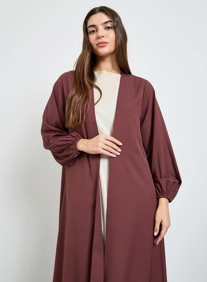 Coffee Brown Front Button Long Sleeves Abaya