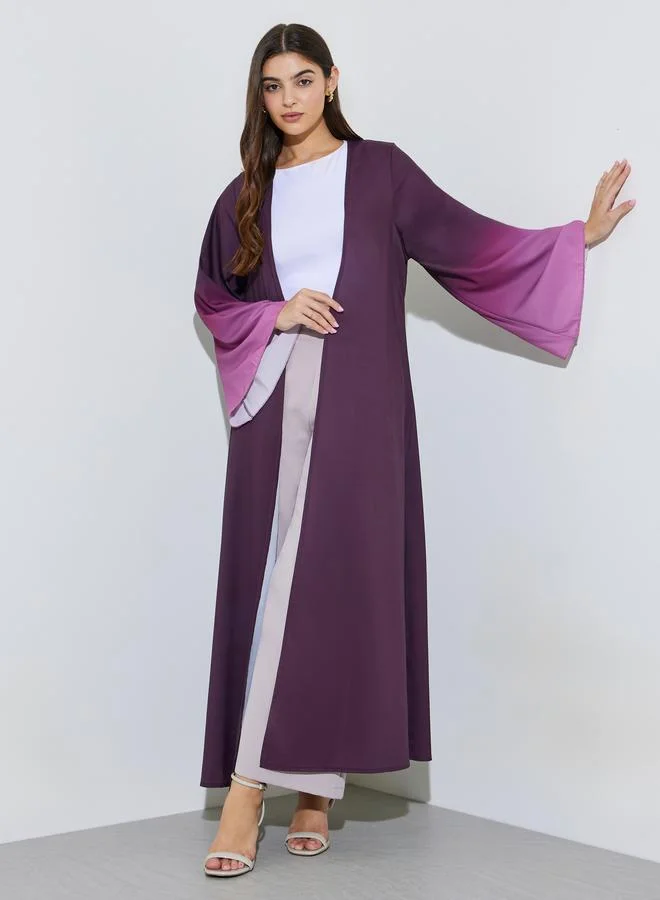 Coffee Brown Front Button Long Sleeves Abaya