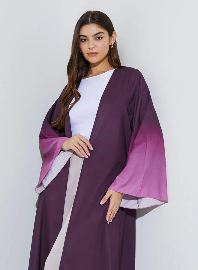 Coffee Brown Front Button Long Sleeves Abaya