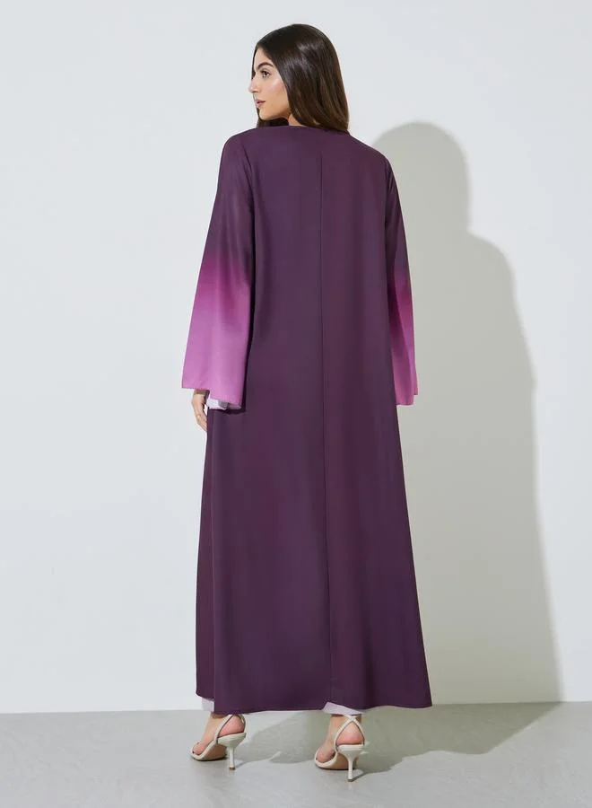 Coffee Brown Front Button Long Sleeves Abaya