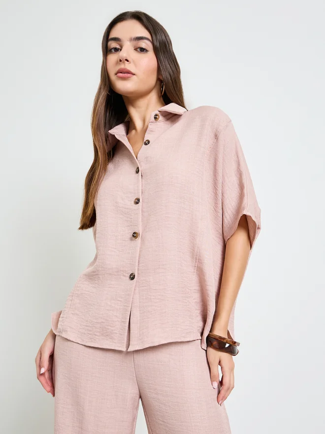 Styli Light Pink Relaxed Fit Shirt and Trouser Modest Set