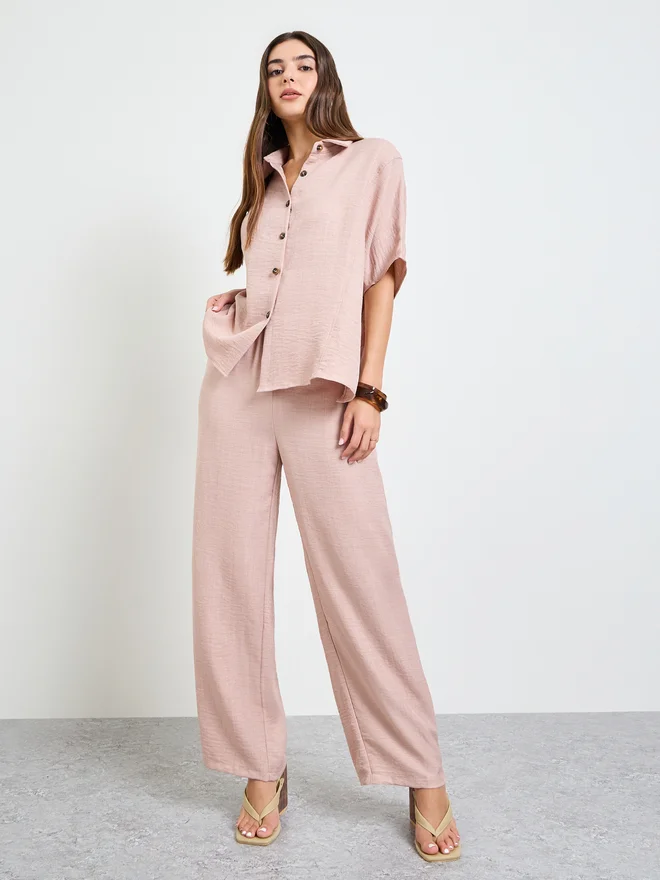 Styli Light Pink Relaxed Fit Shirt and Trouser Modest Set