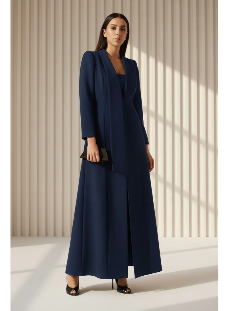 Tailored Crepe Coat-Abaya with Asymmetric Drape