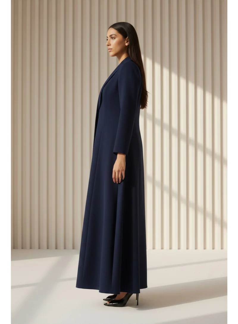 Tailored Crepe Coat-Abaya with Asymmetric Drape