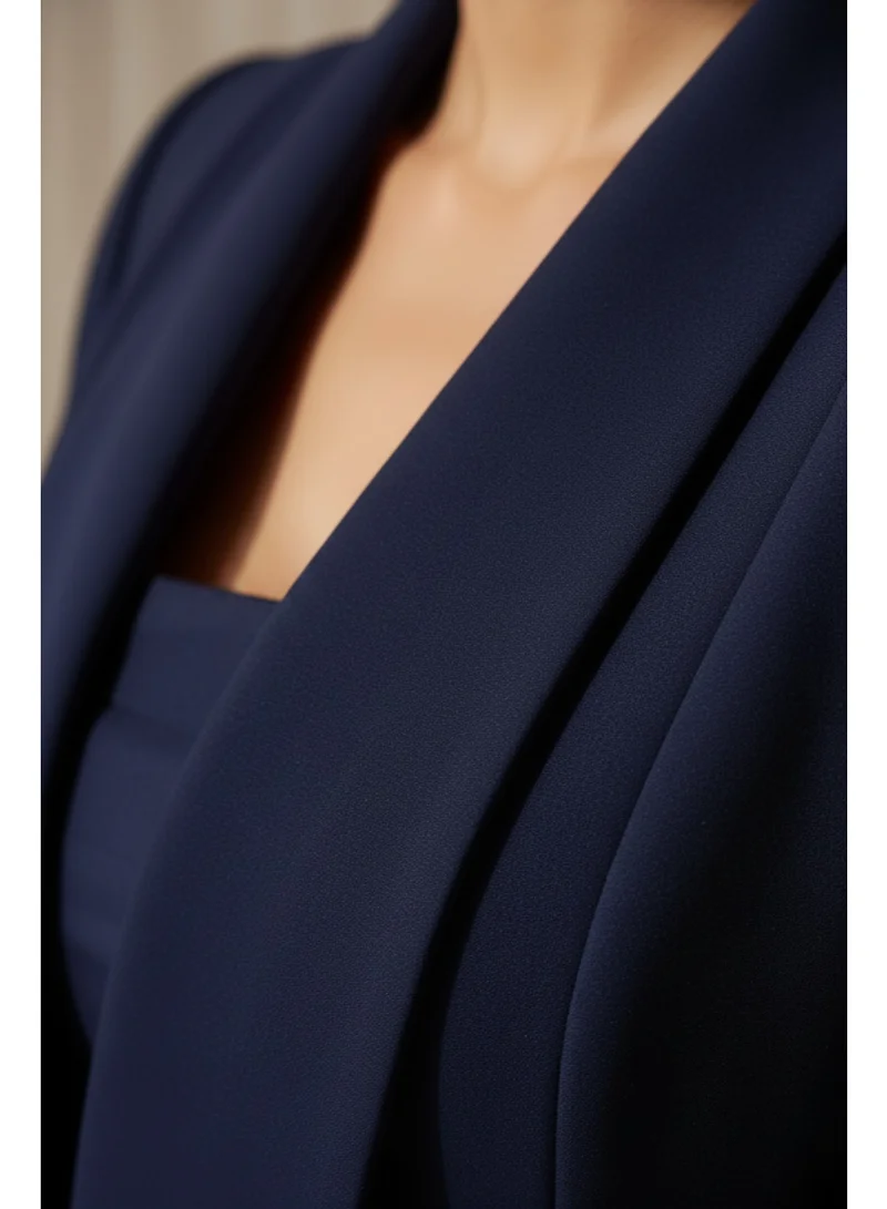 Tailored Crepe Coat-Abaya with Asymmetric Drape