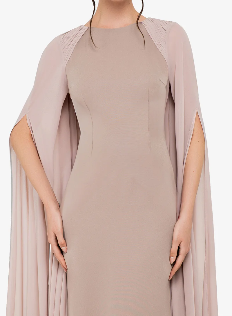 Draped Cape Sleeves Maxi Dress