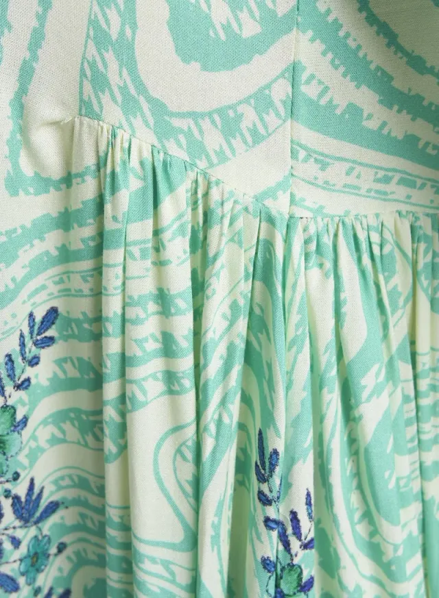 Green Colour Stone Work Rayon Abstract Printed Jalabiya (VDC127) – صورة 6