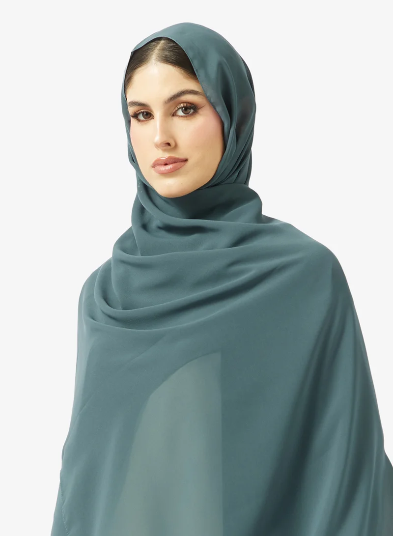 Floral Embroidered And Embellished Open Front V Neck Abaya