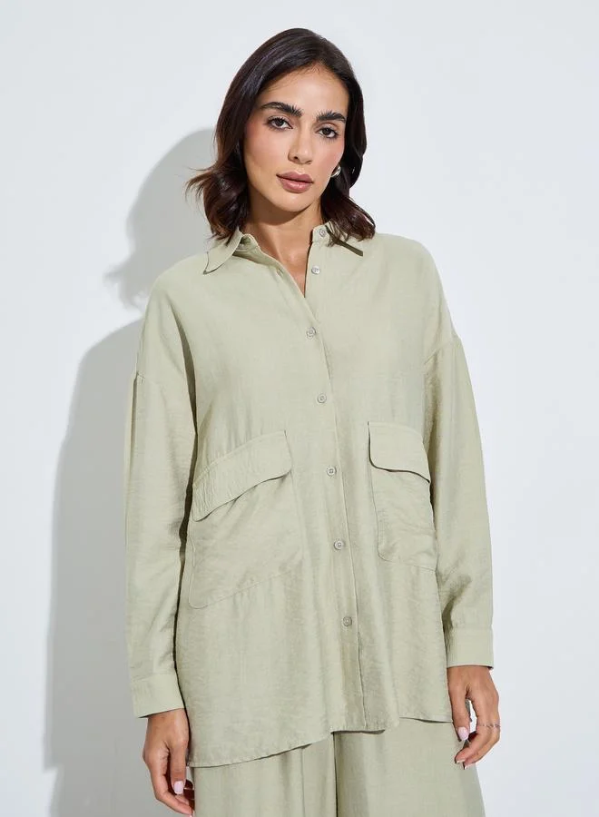 Purple Oversized Shirt and Wide Leg Pants Modest Set