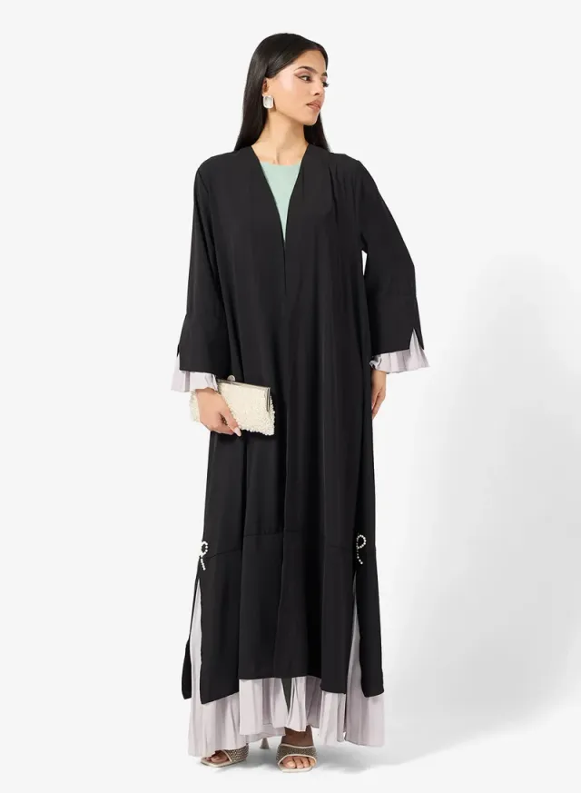 Abaya With Pleated Hem
