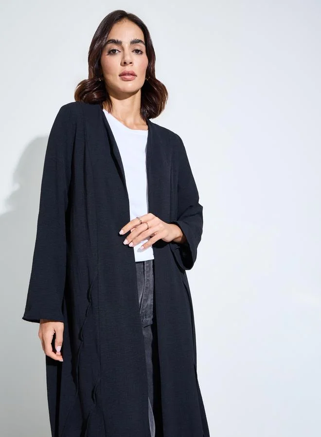 single button closed front abaya with pin tuck detailing