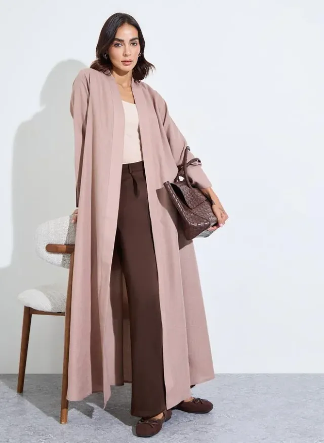 single button closed front abaya with pin tuck detailing