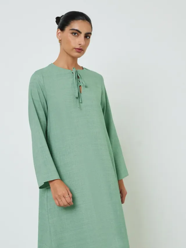 Styli Pink Tasseled Hem A-Line Jalabiya – image 2