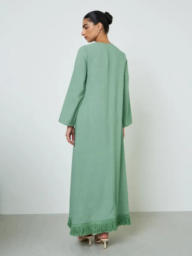 Styli Pink Tasseled Hem A-Line Jalabiya – image 6