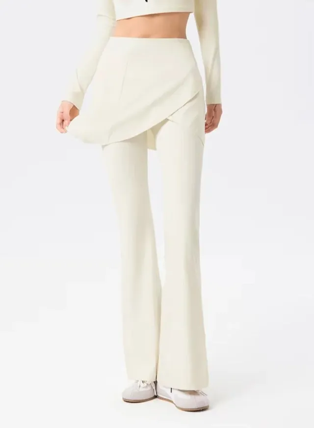 Noor Modest Activewear Flared Leggings with Skirt Overlay