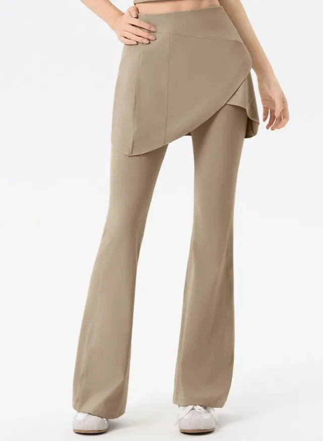 Noor Modest Activewear Flared Leggings with Skirt Overlay