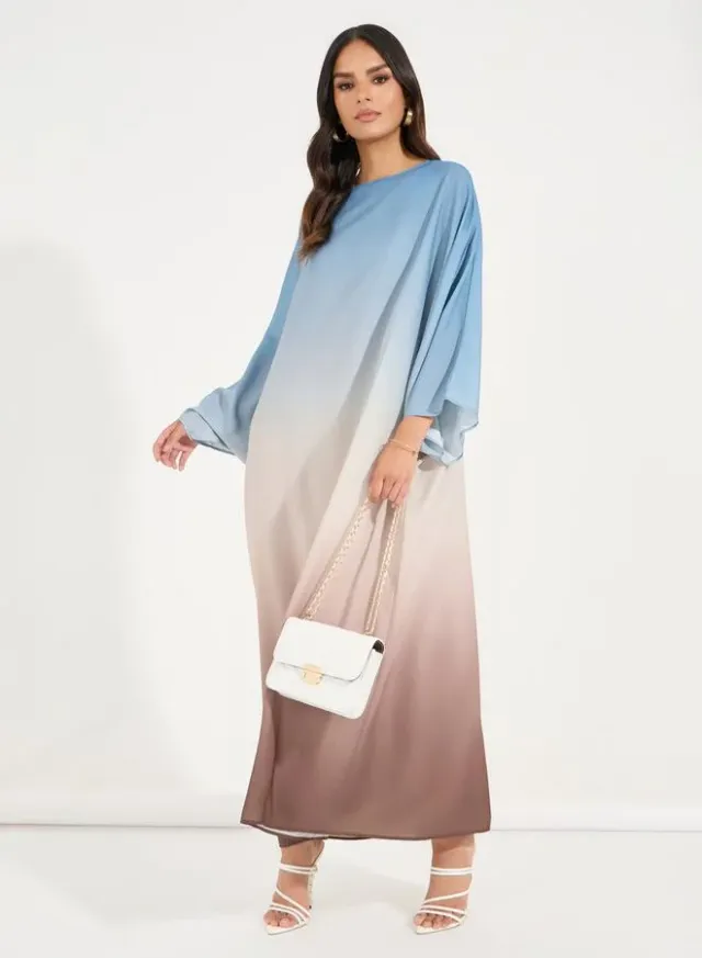 Round Neck Gradient Print Kaftan – image 4