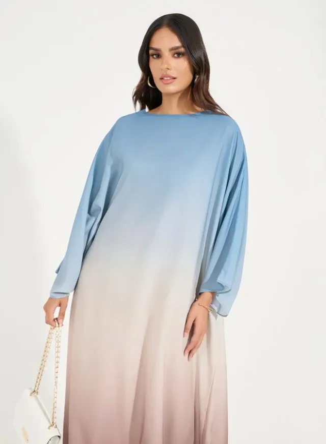 Round Neck Gradient Print Kaftan – image 5