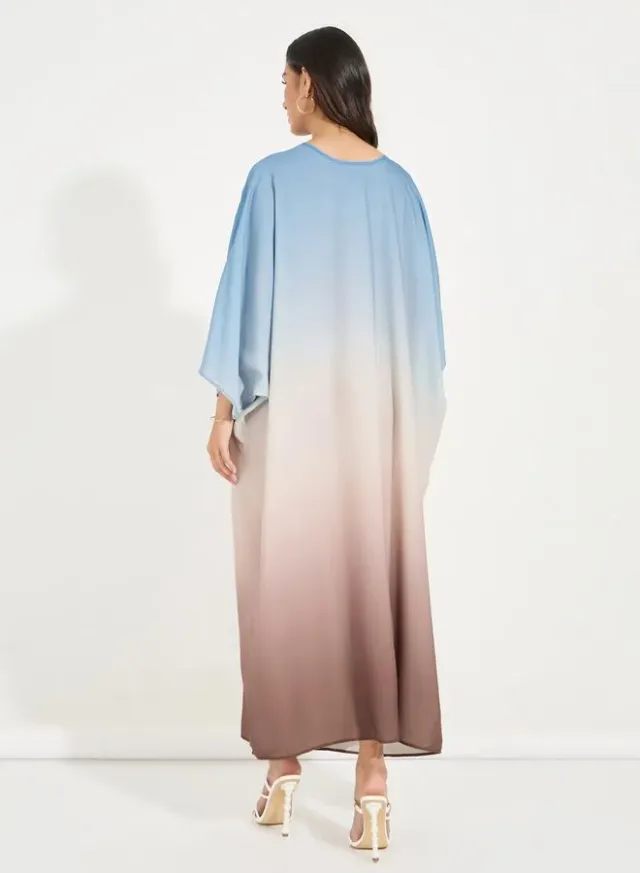 Round Neck Gradient Print Kaftan – image 6