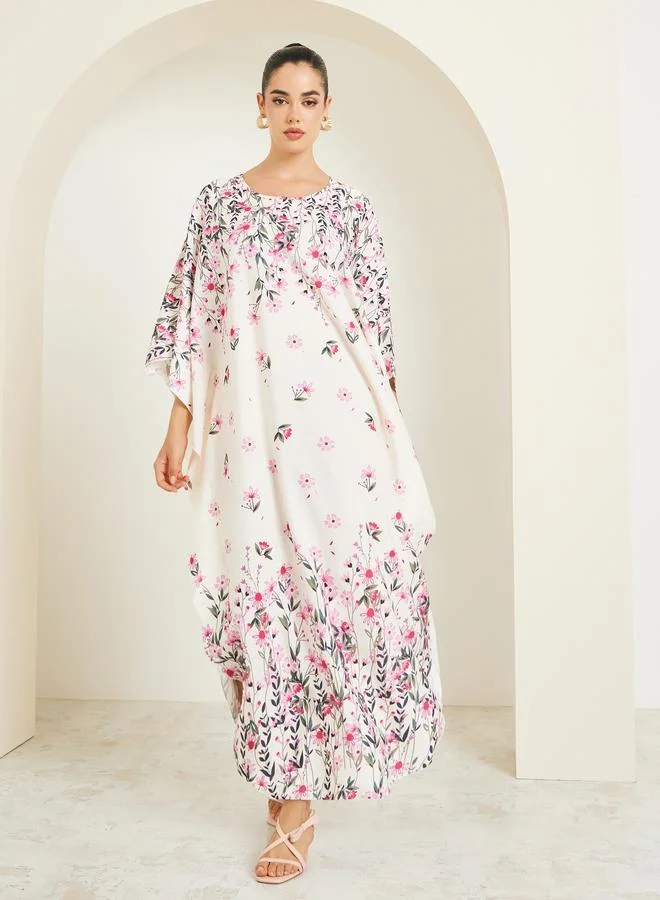 Round Neck Gradient Print Kaftan