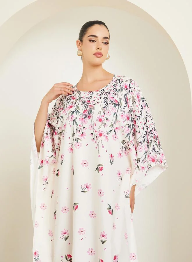 Round Neck Gradient Print Kaftan