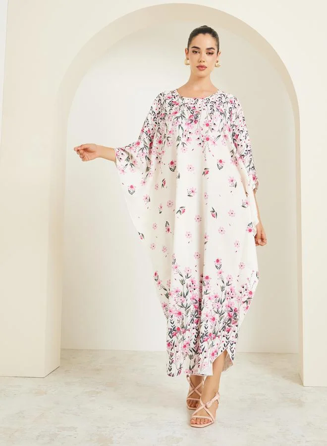 Round Neck Gradient Print Kaftan