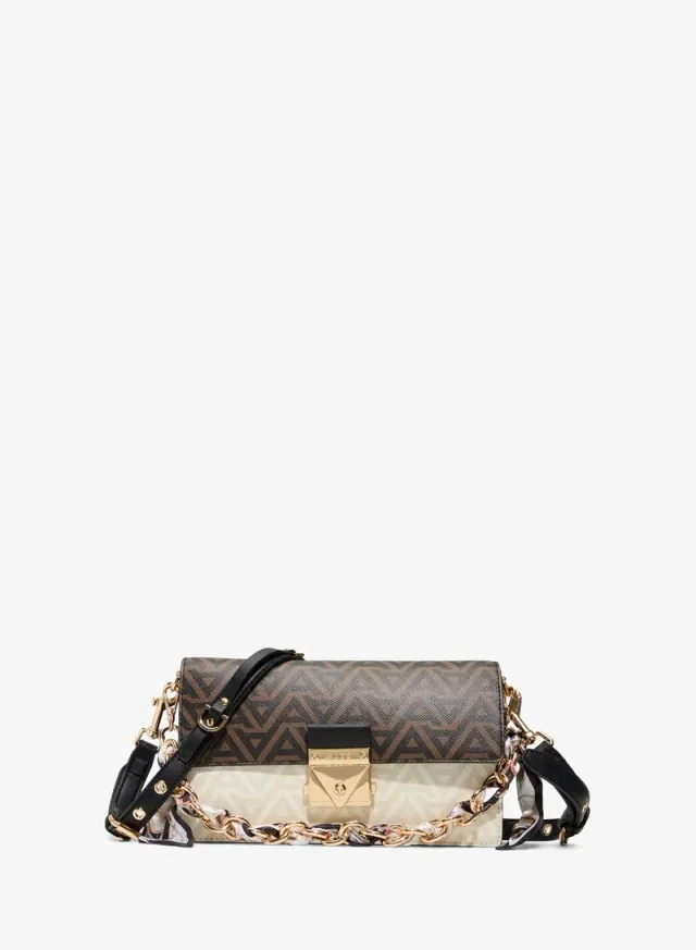 Aldo Womens Medium Brown Push Lock Sling Bag