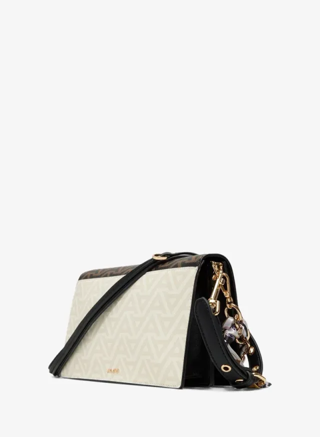 Aldo Womens Medium Brown Push Lock Sling Bag – صورة 2