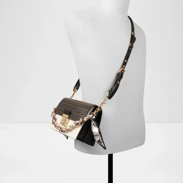 Aldo Womens Medium Brown Push Lock Sling Bag – صورة 4