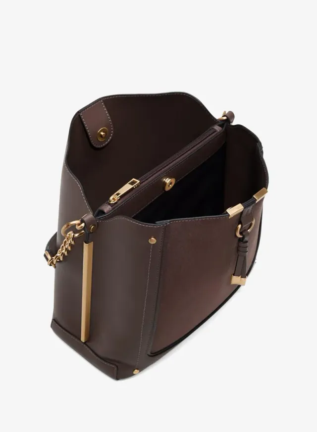 Nalyania Ladies Beige Bucket Bag – صورة 4