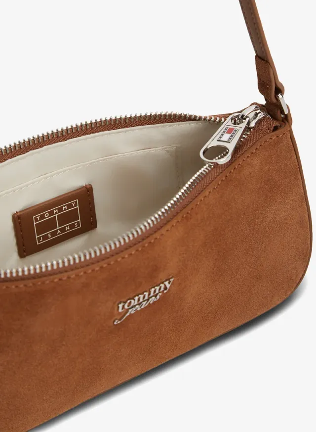 Suede Metal Logo Shoulder Bag – image 5