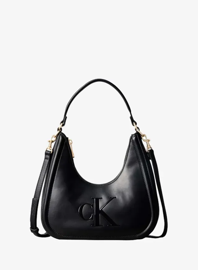 Embossed Monogram Crescent Bag
