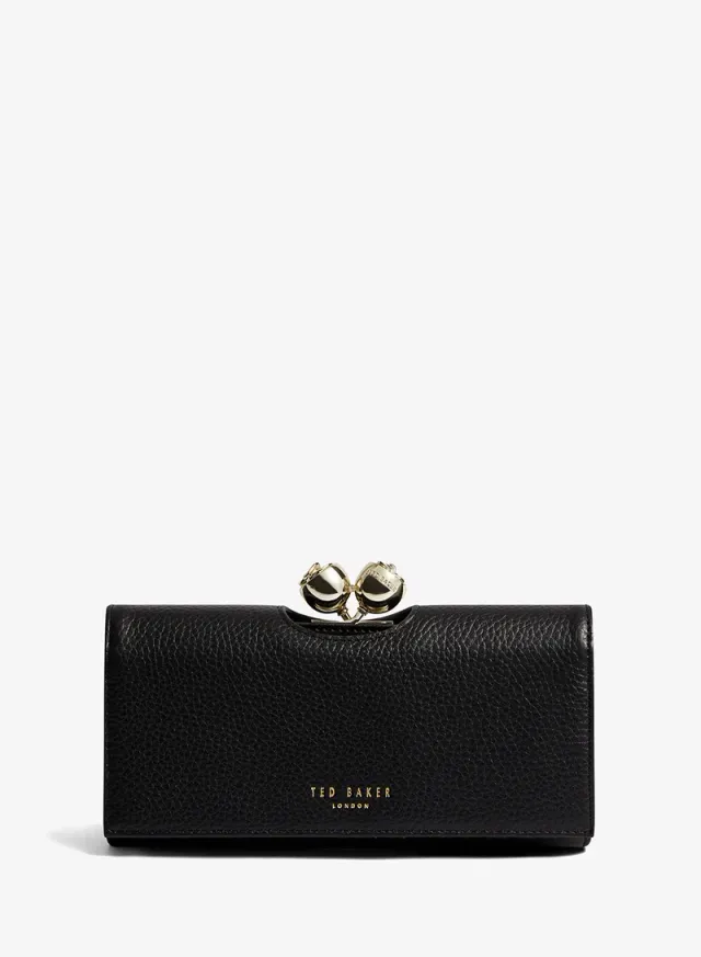 Rose Detail Leather Large Bobble Purse