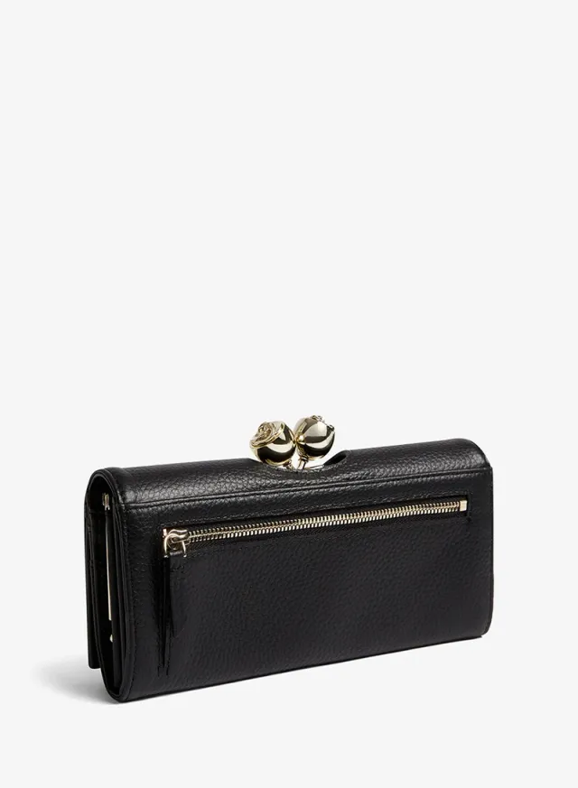 Rose Detail Leather Large Bobble Purse – image 2
