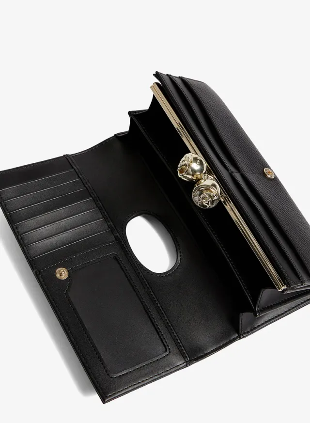 Rose Detail Leather Large Bobble Purse – image 4
