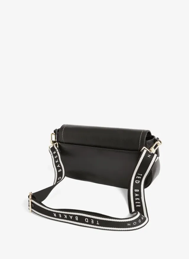 Webbing Leather Flapover Crossbody Bag – image 3