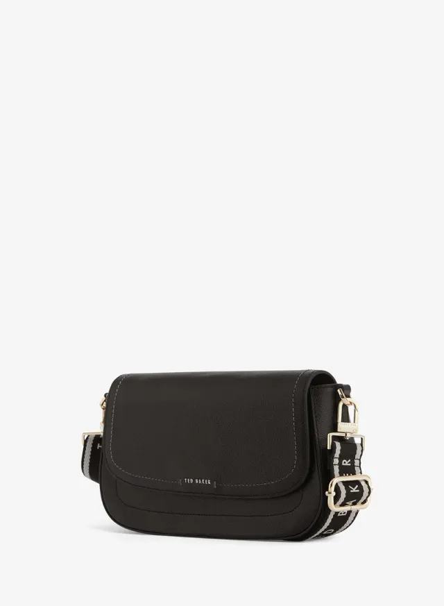 Webbing Leather Flapover Crossbody Bag – image 4