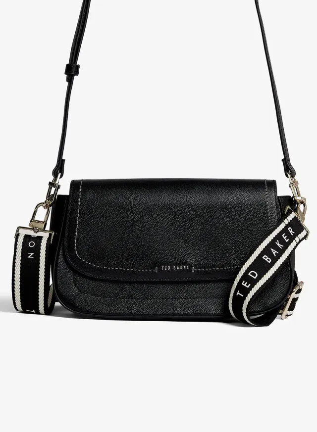 Webbing Leather Flapover Crossbody Bag – image 5