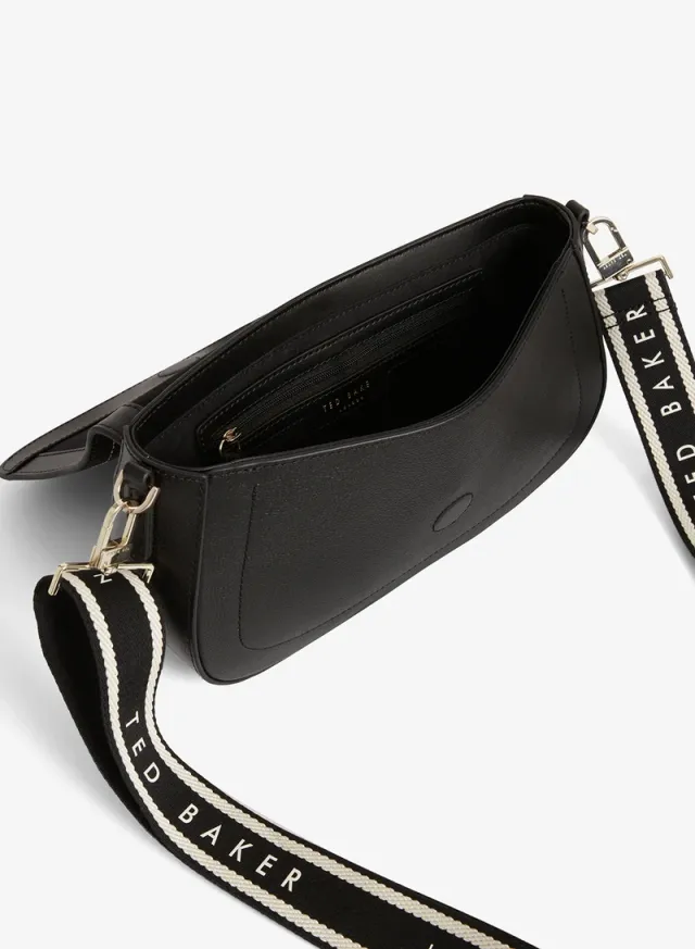 Webbing Leather Flapover Crossbody Bag – image 6