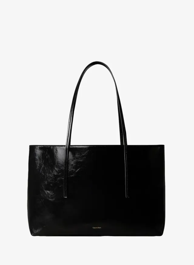 Foil Logo Glossy Tote Bag With Pouch