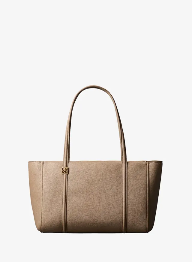 Emblem Plaque Pebble Grain Tote Bag